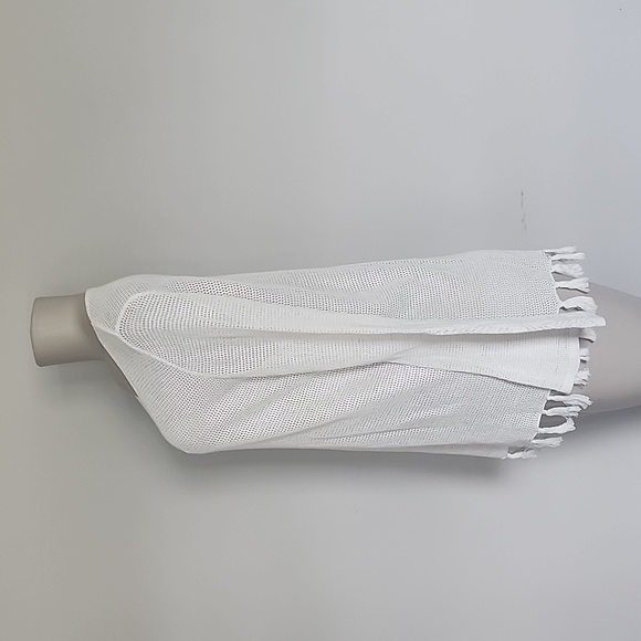 J. McLaughlin white crochet top/swim cover with fringe-M - Picture 4 of 8